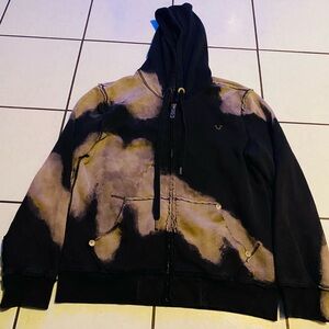True Religion Raw Edged Zip up hoodie